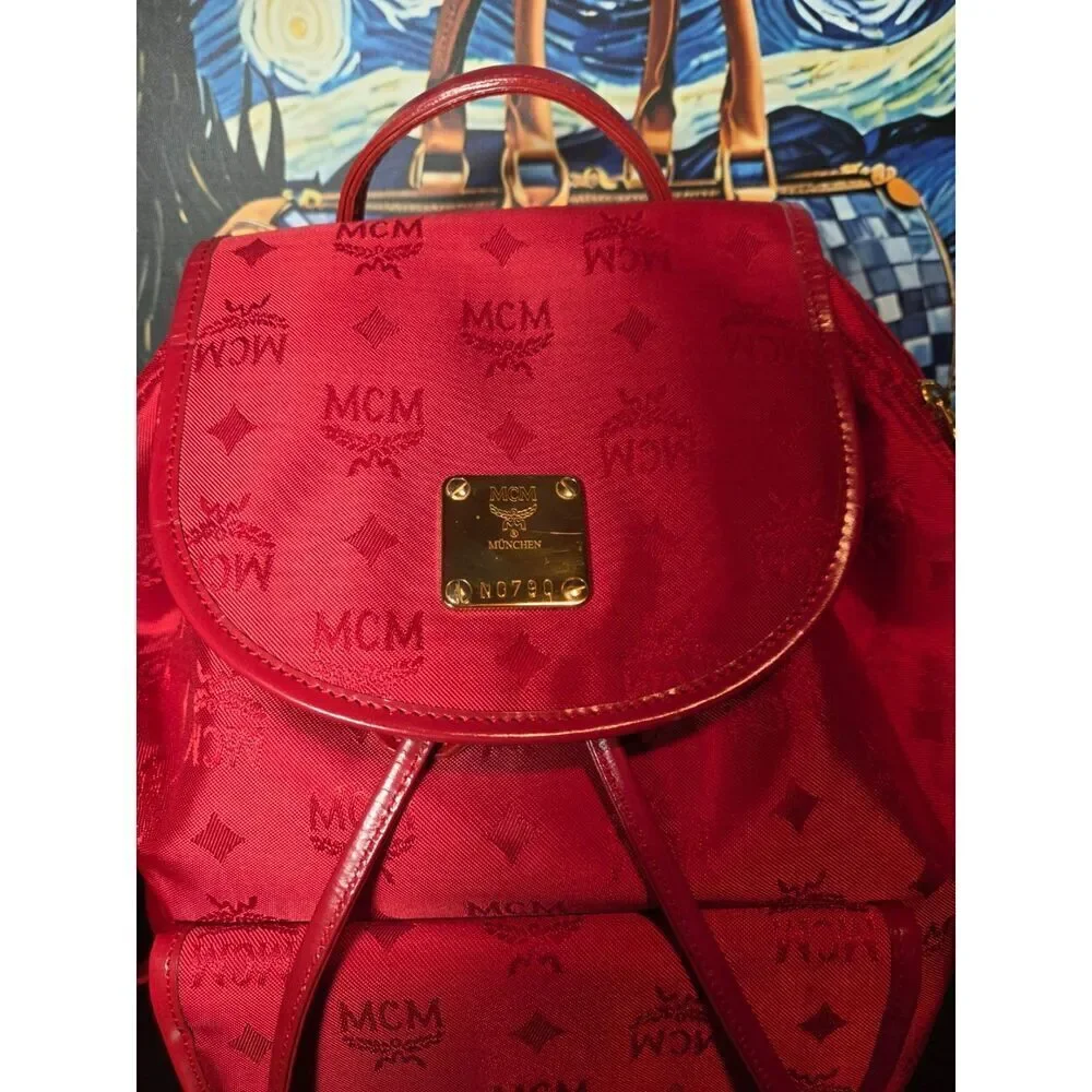 MCM - Red Nylon Backpack - EUC